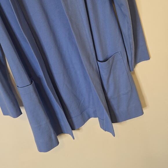 IsaacMizrahiLive Blue long open front sweater size large - Picture 3 of 4